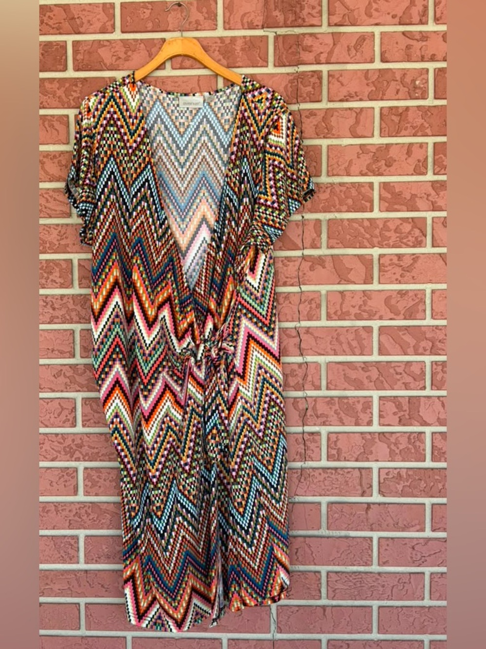Avenue Multicolor Chevron Wrap-Style Dress